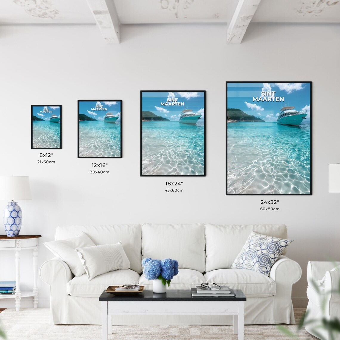 Sint Maarten Yacht Turquoise Caribbean Sea Travel Art Poster - Image 3
