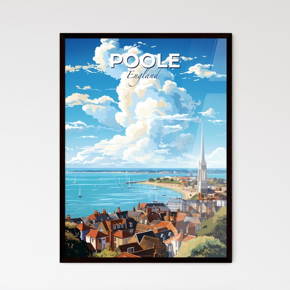 Poole England Harbor Sailboats Church Spire Travel Coast Poster