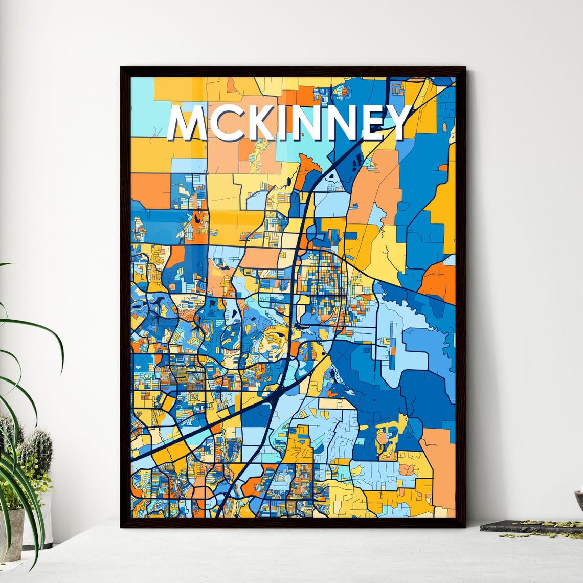 McKinney Texas Colorful Modern City Street Map Artwork Poster