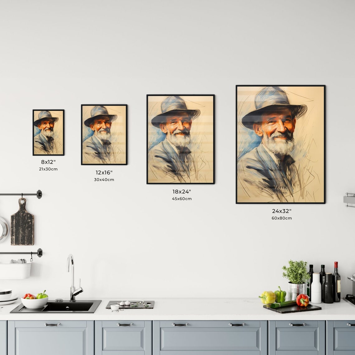 Jules Verne 1828 to 1905 Historical Portrait Watercolor Art Poster - Image 3