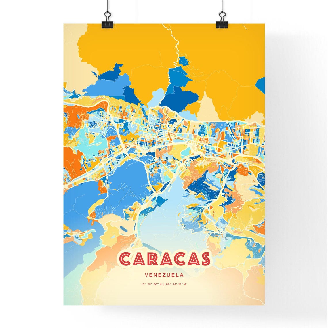 Caracas Venezuela Colorful City Map Coordinates Modern Art Poster - Image 3