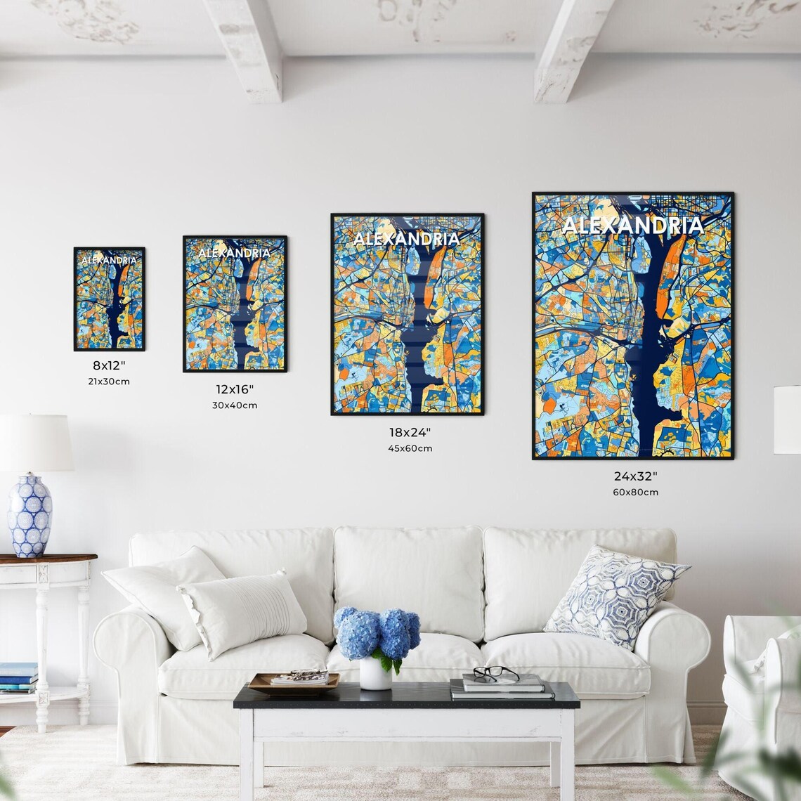 Alexandria Vibrant Geometric Mosaic City Street Map Art Poster - Image 3