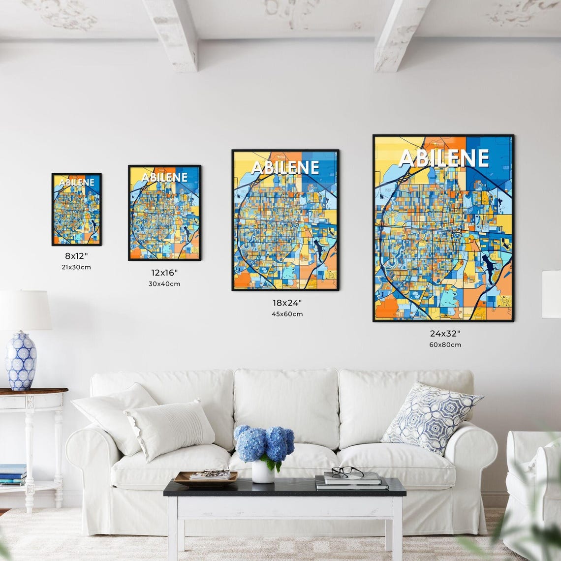 Abilene Texas Colorful Blue and Orange City Street Map Poster - Image 3