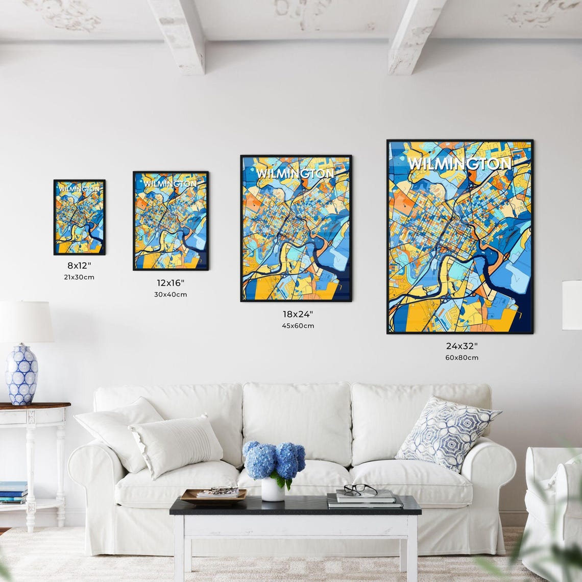 Wilmington Delaware Vibrant Colorful Mosaic City Street Map Art Poster - Image 3