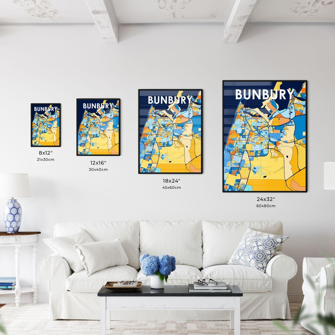 Bunbury Australia Vibrant City Map Artwork Colorful Travel Decor Poster - Image 3