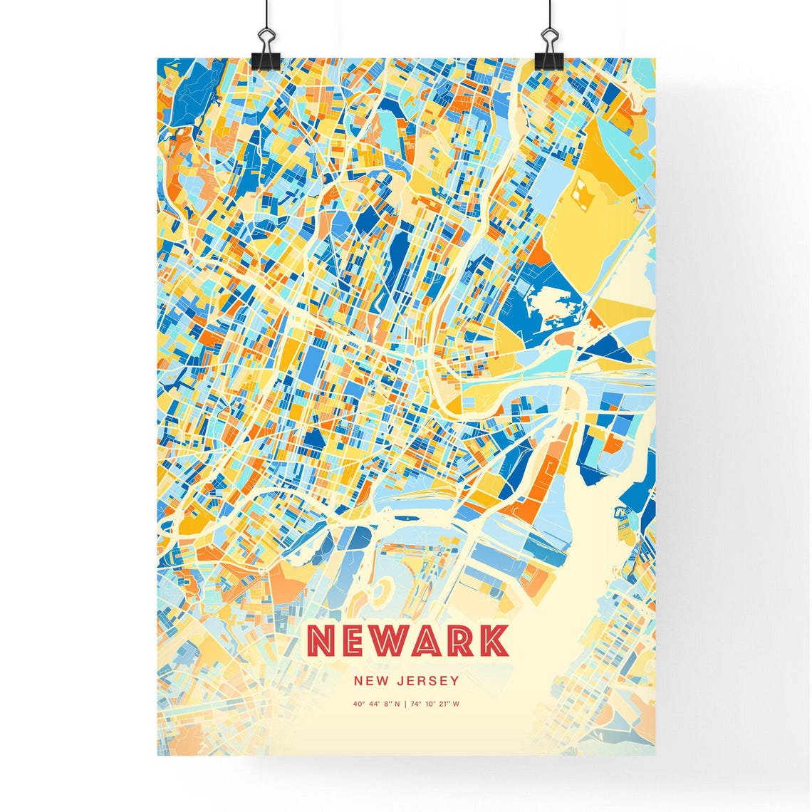 Newark New Jersey Colorful City Street Map Coordinates Poster - Image 3