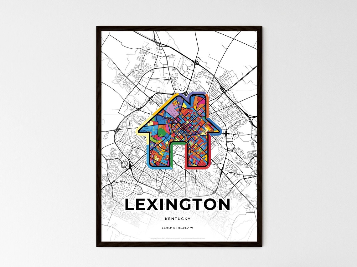 Lexington Kentucky Minimal City Map Colorful Heart Icon Art Poster - Image 3
