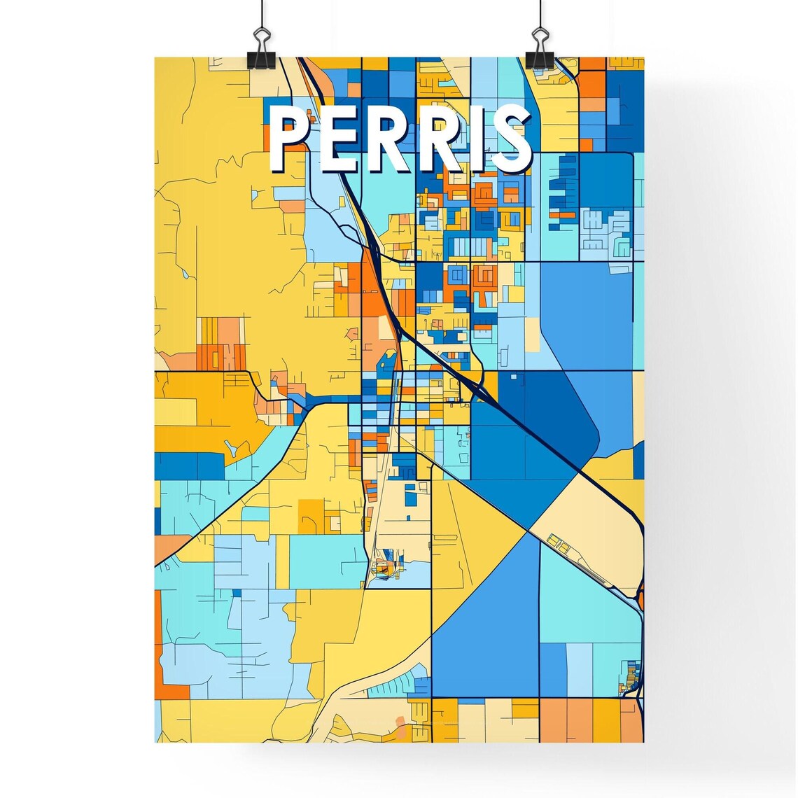 Perris California Colorful Modern City Map Poster for Home and Office - Image 4