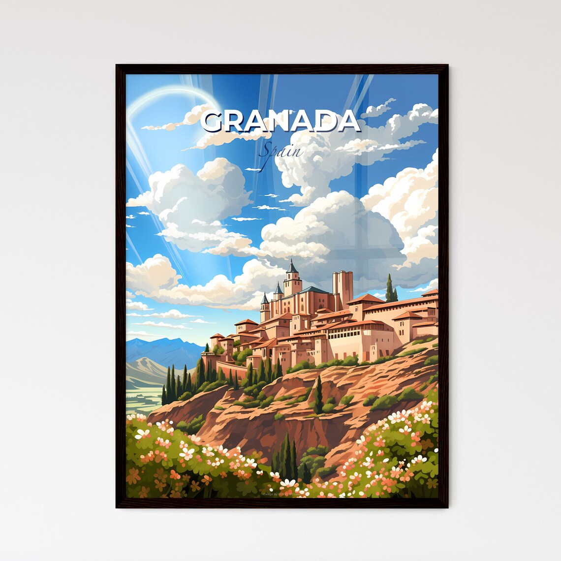 Granada Spain Andalusia Alhambra Hilltop Palace Travel Poster