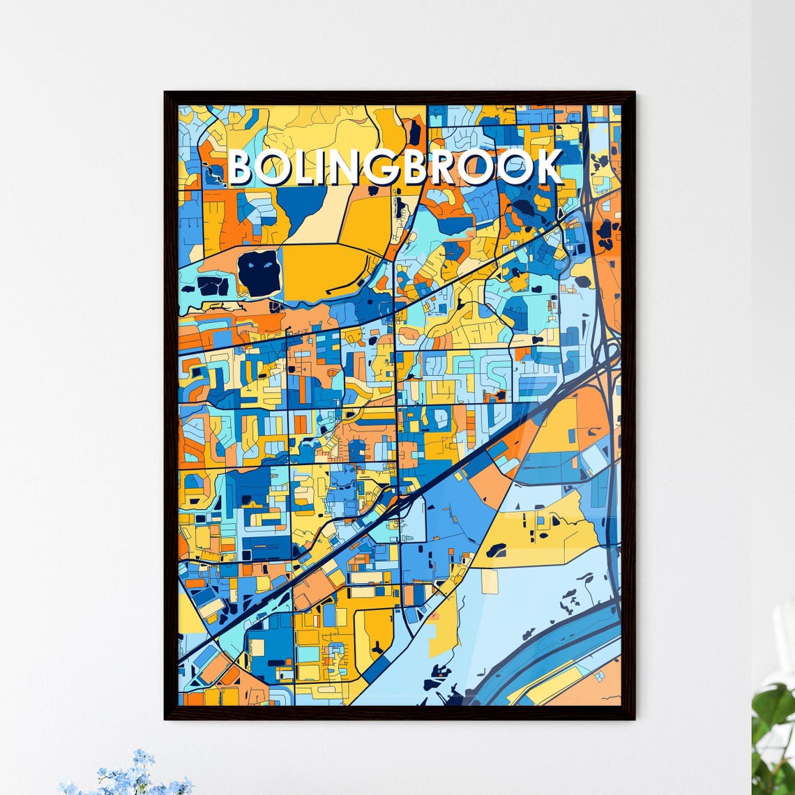 Bolingbrook Illinois Colorful City Map Art Home Decor Poster