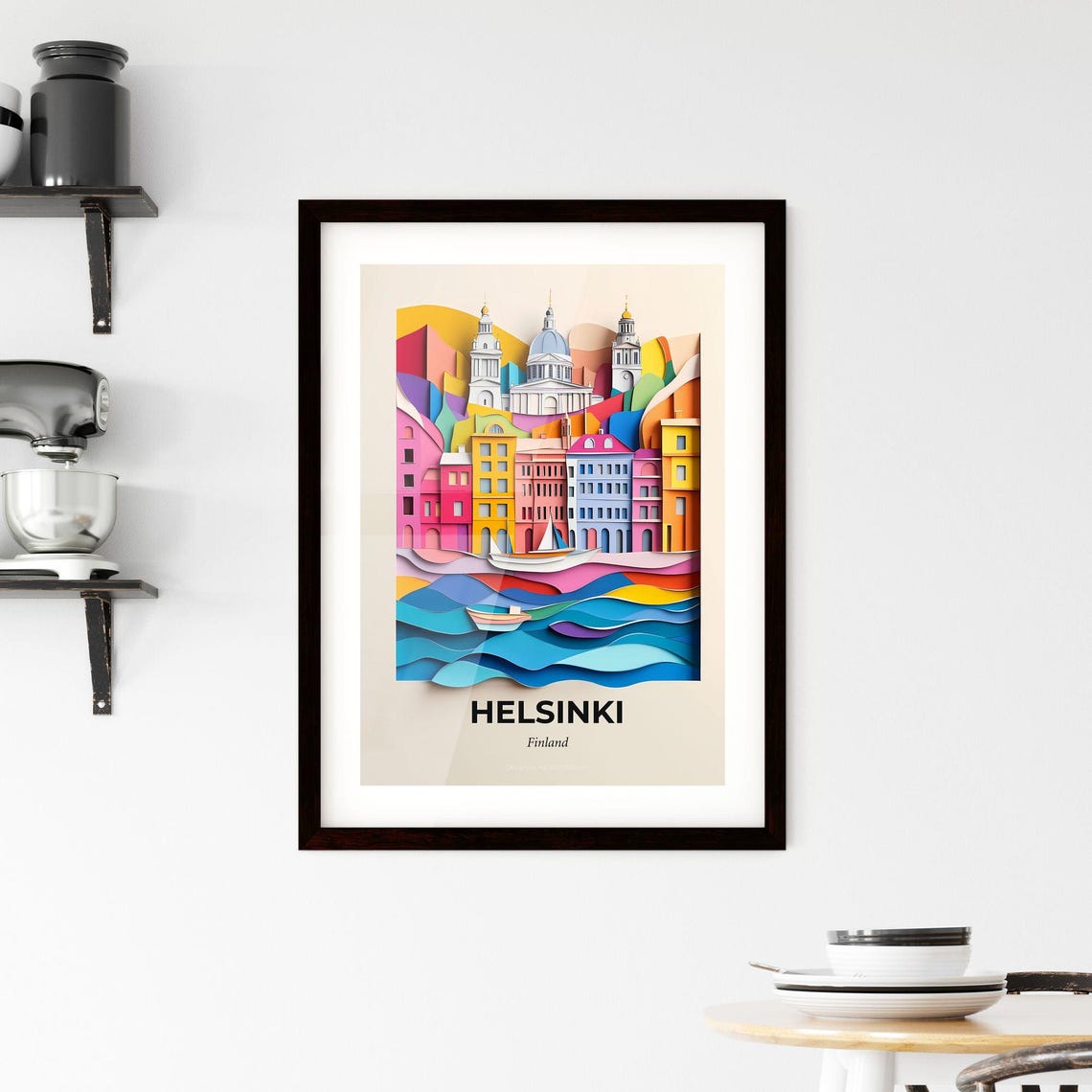 Helsinki Finland Cathedral Sailboats Paper Cut Travel Poster - Image 2