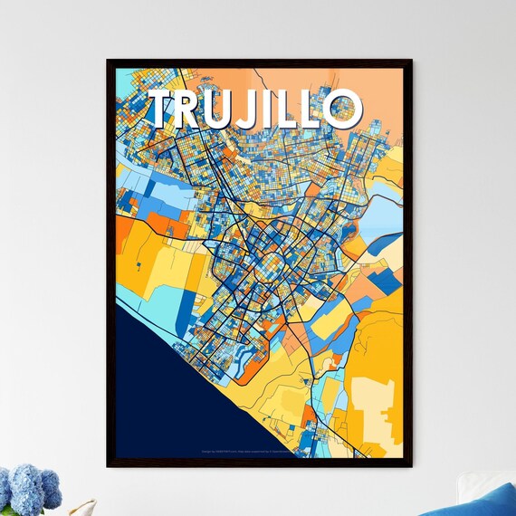 Trujillo Peru Bold Colorful Vibrant City Street Map Art Poster