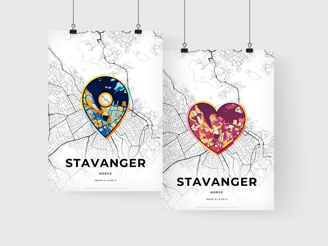 Stavanger Norway Where It All Began Heart Map Coordinates Poster - Image 2