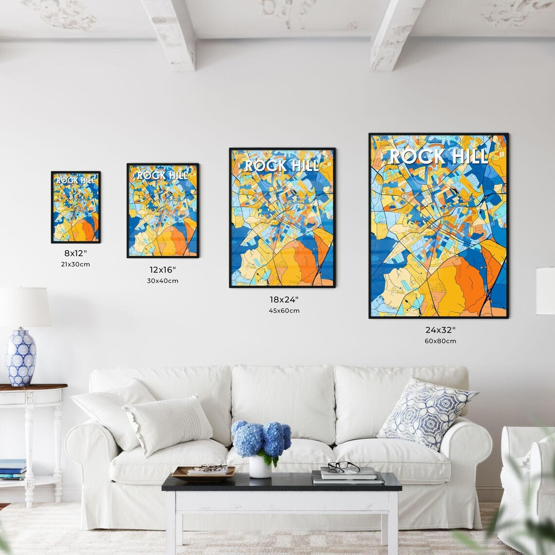 Rock Hill South Carolina City Map Poster Colorful Home Wall Decor - Image 3