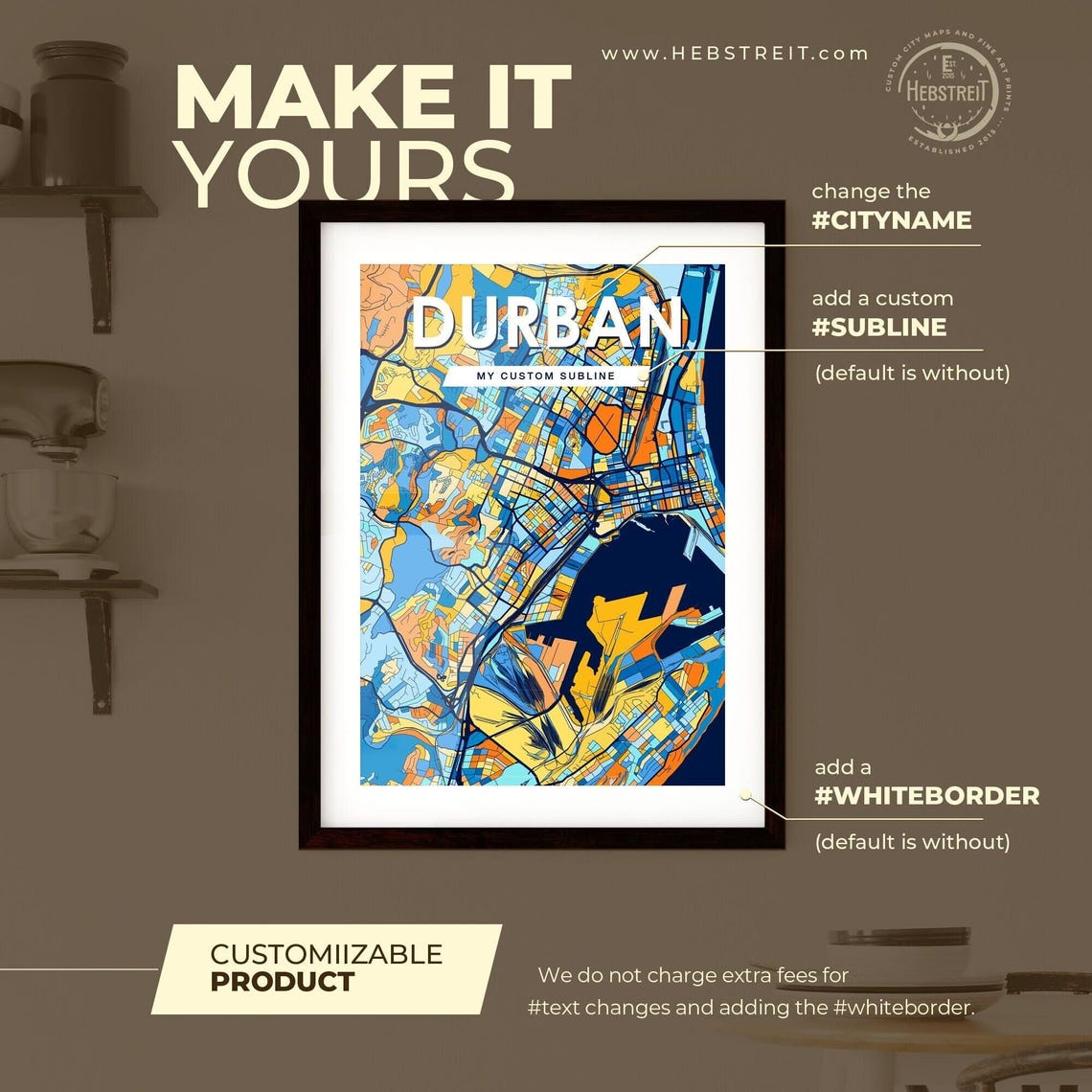 Durban South Africa Bold Vibrant Geometric City Map Art Poster - Image 2