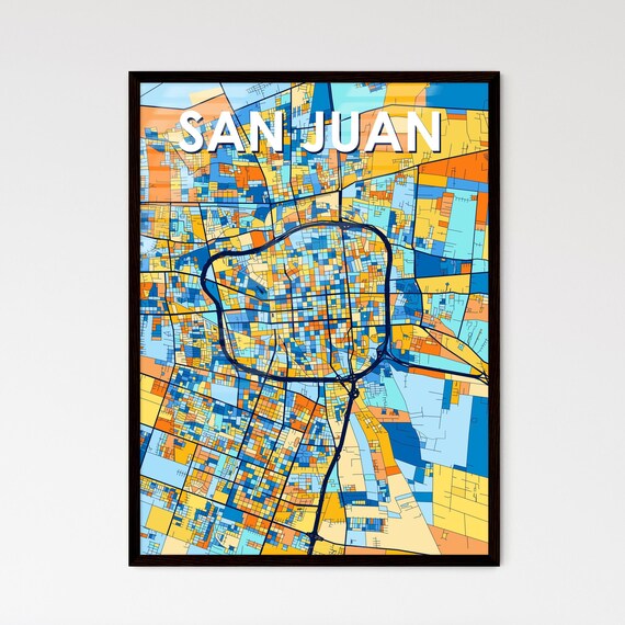 San Juan Argentina Colorful Vibrant City Street Map Art Poster