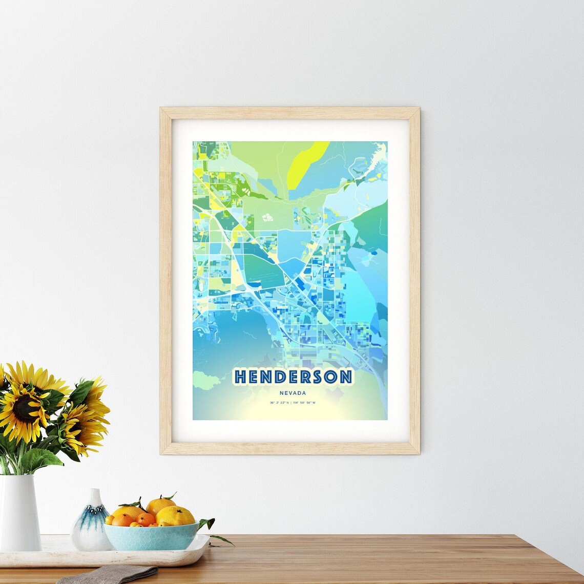 Henderson Nevada Vibrant Abstract Watercolor City Street Map Poster - Image 2
