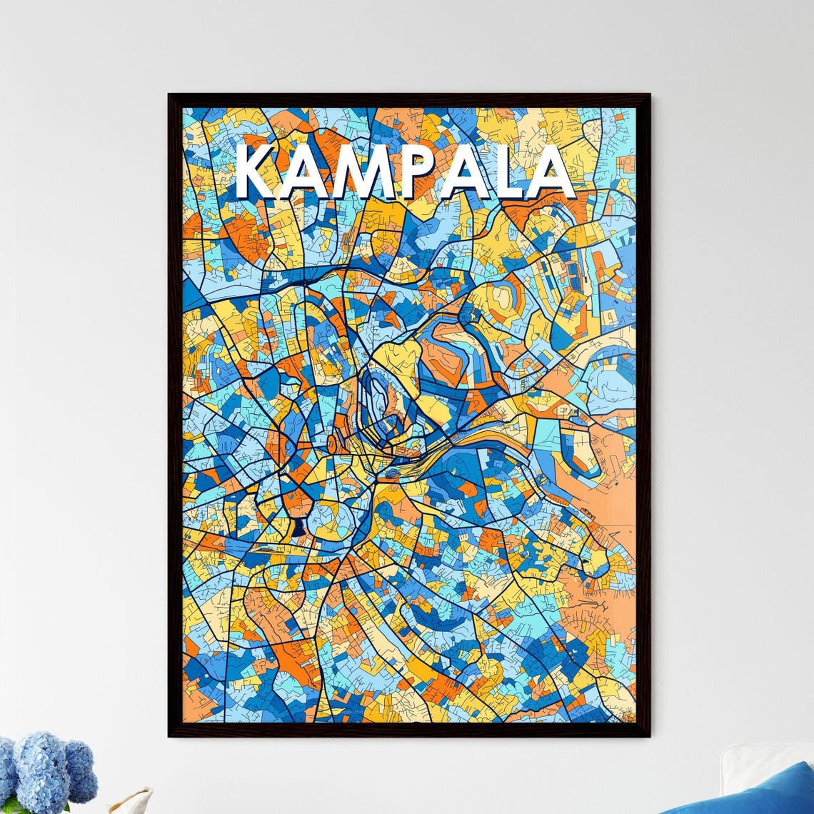 Kampala Uganda Vibrant Modern City Street Map Artwork Poster