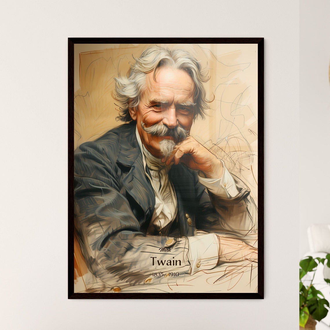 Mark Twain Famous American Author Sketch Style Portrait Poster