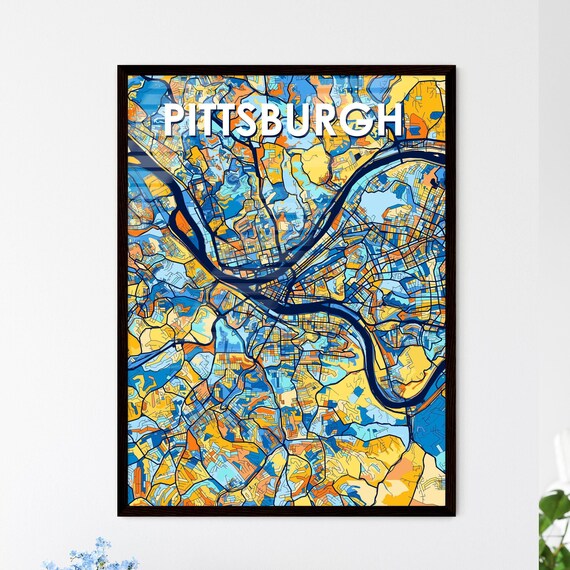 Pittsburgh Pennsylvania Vibrant Colorful Illustrated Street Map Art Poster