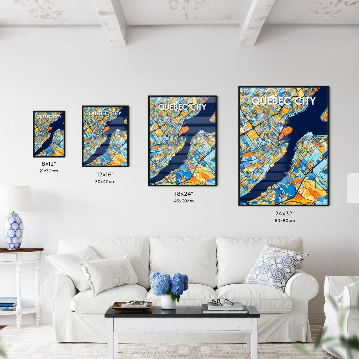 Custom Quebec City Canada Vibrant Colorful City Street Map Art Poster - Image 3