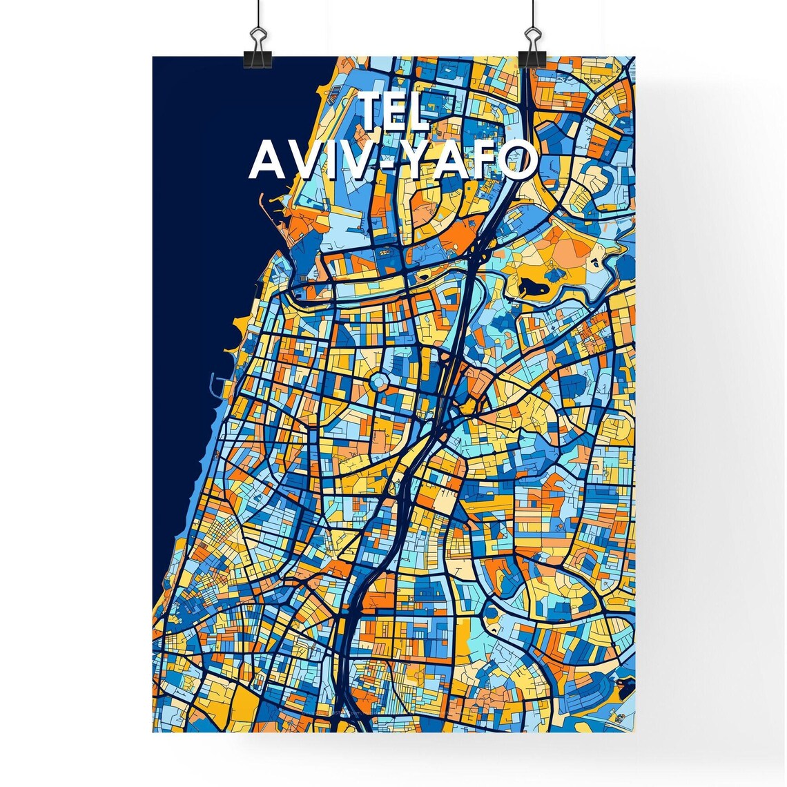 Tel Aviv-Yafo Israel Colorful Modern City Street Map Travel Decor Poster - Image 4