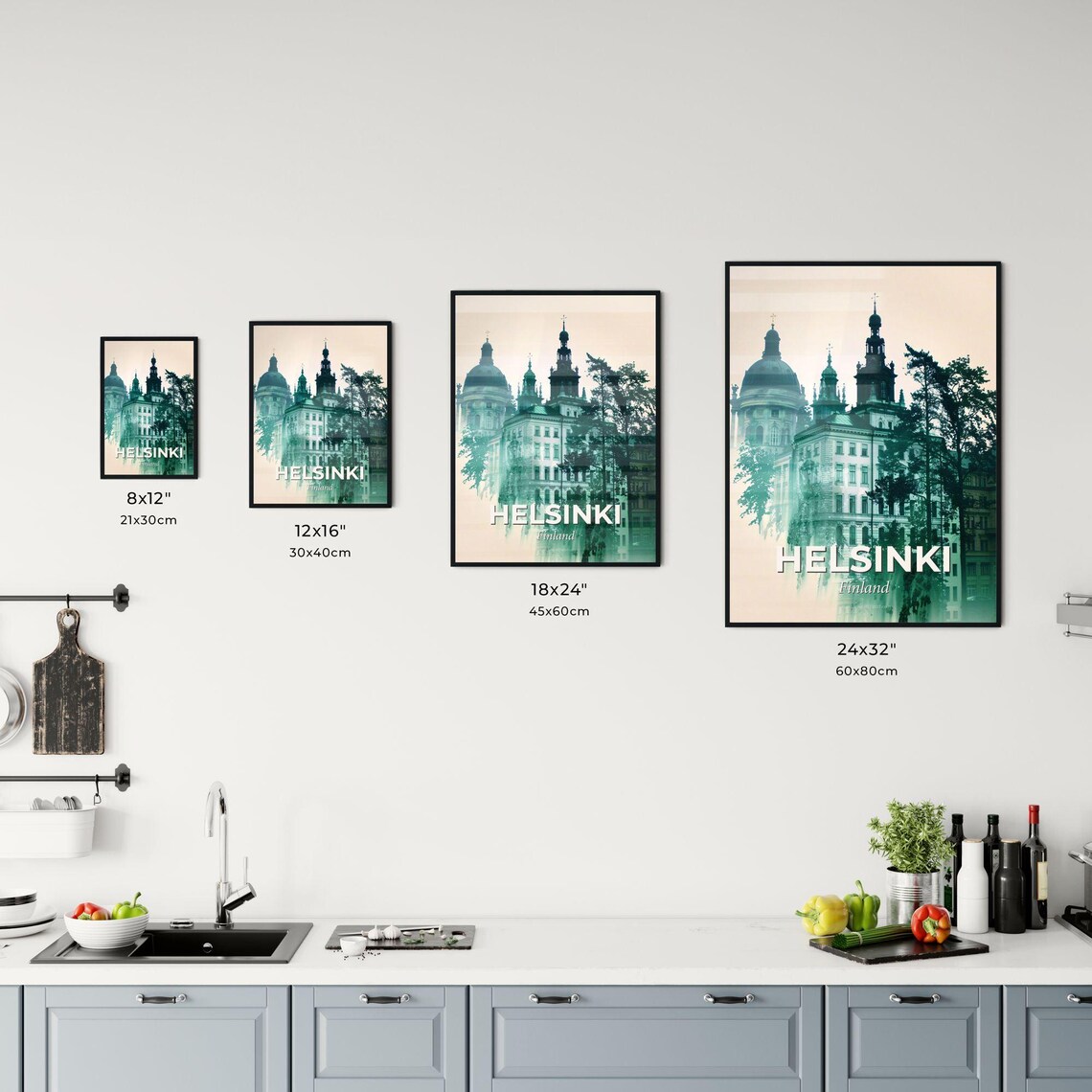 Helsinki Finland Cathedral Dome Green Double Exposure Poster - Image 3