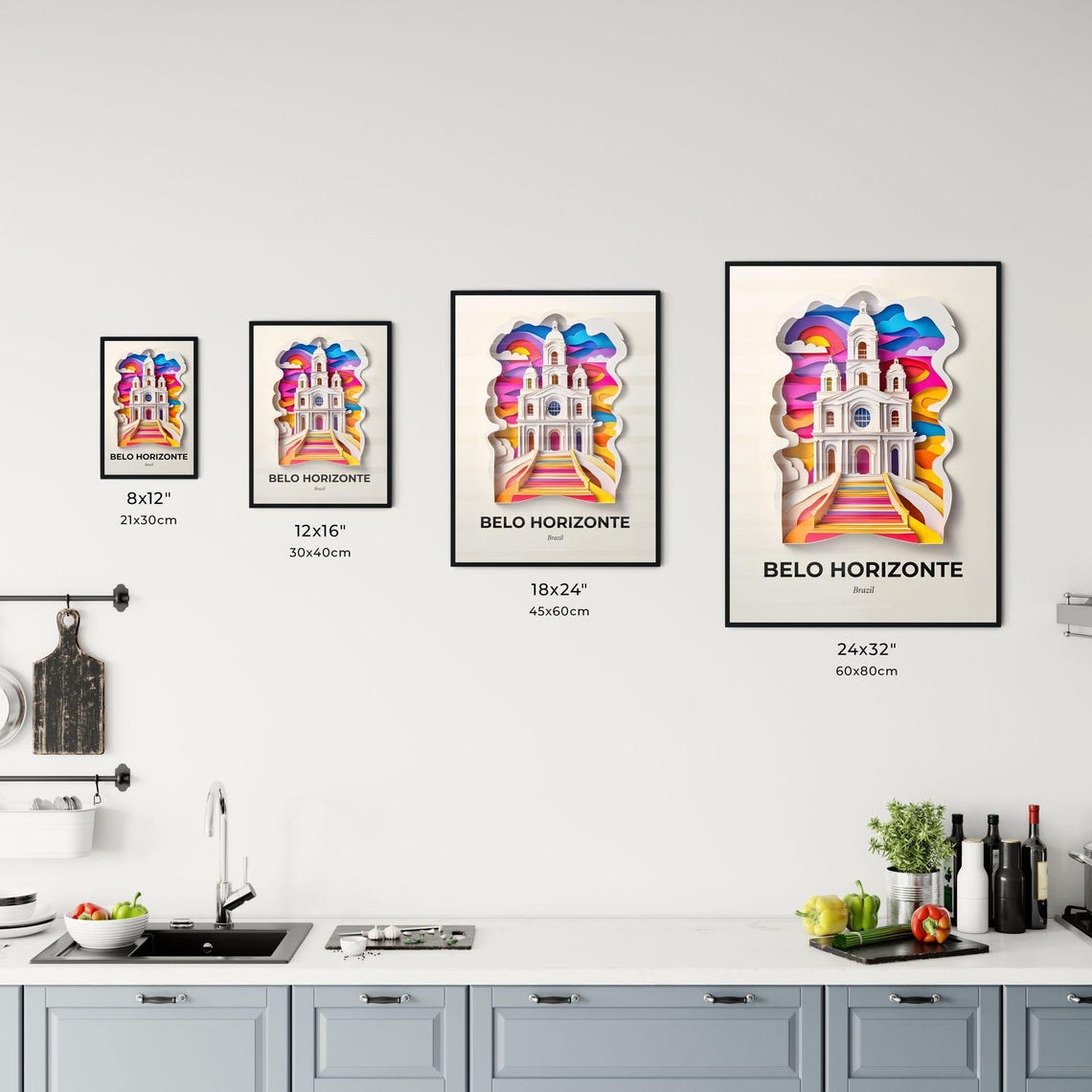 Vivid Belo Horizonte Brazil A Church With A Rainbow Colored Staircase Leading To It Fine Art Print Customizable - Image 3