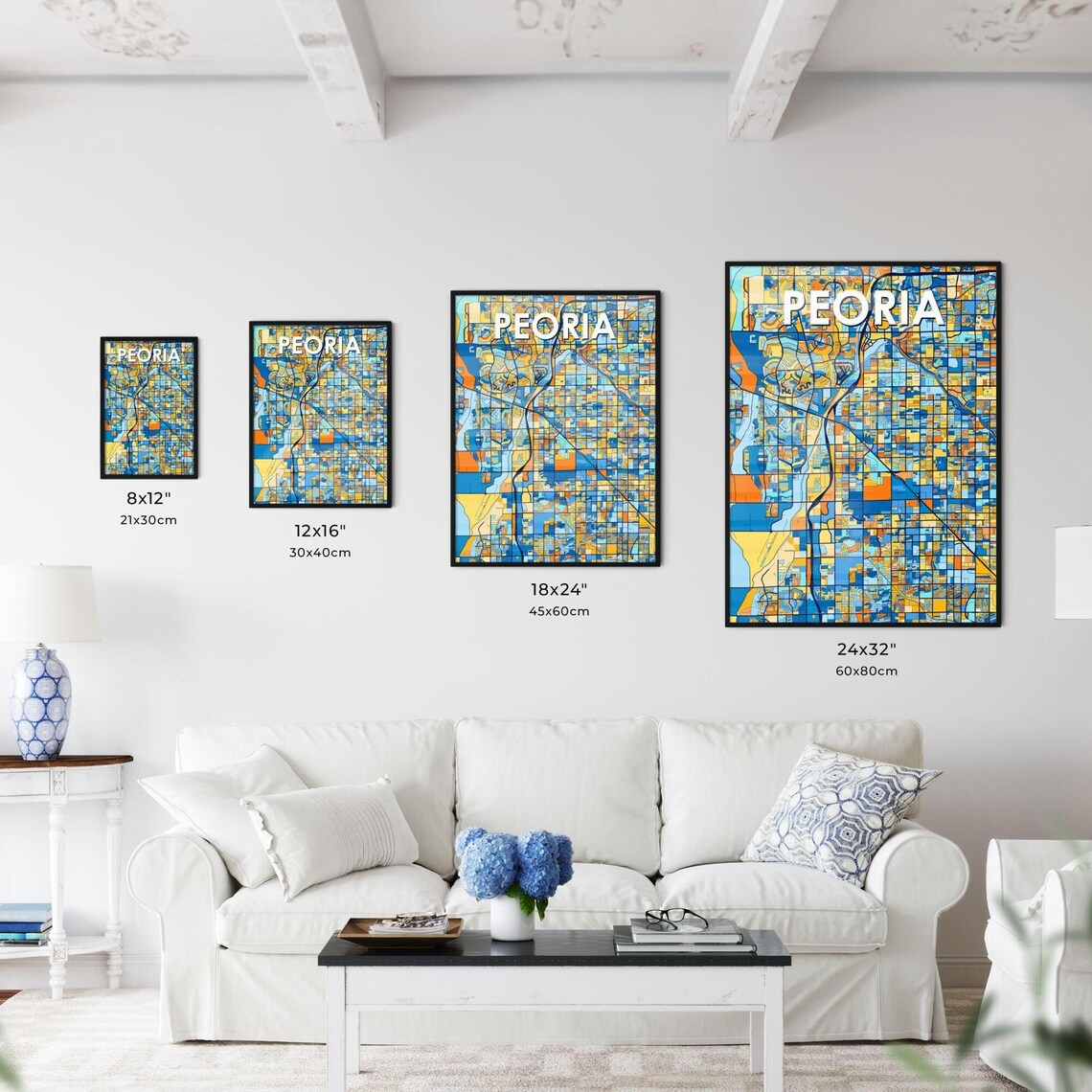 Peoria Arizona Vibrant Colorful Mosaic City Street Map Art Poster - Image 3