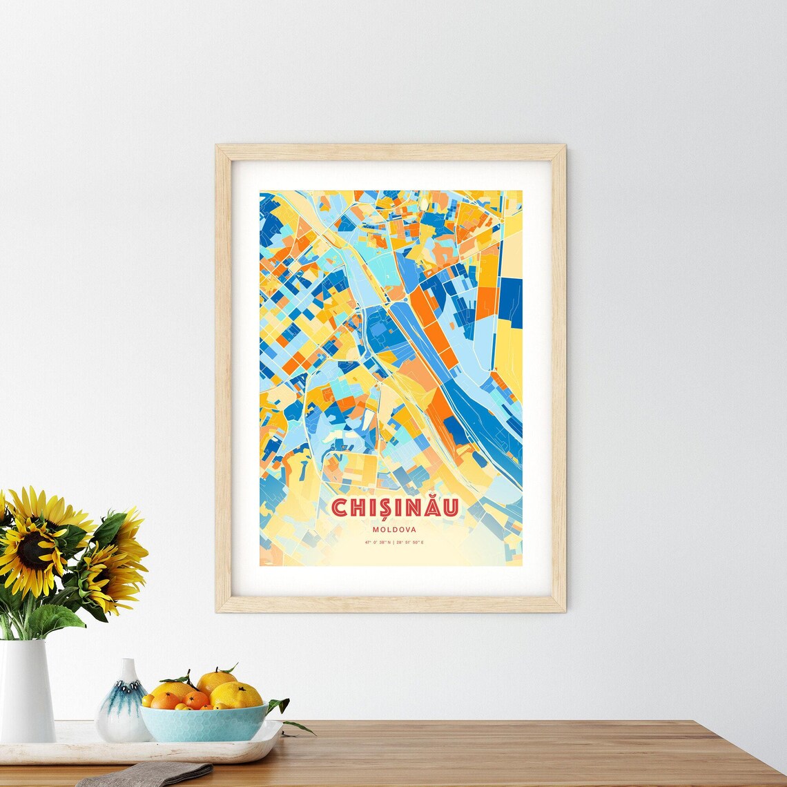 Chișinău Moldova Vibrant Colorful Mosaic City Street Map Art Poster - Image 2