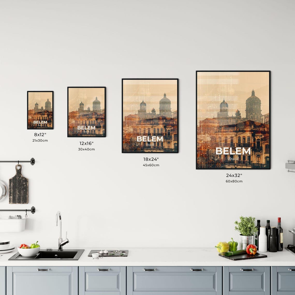 Belem Brazil Colonial Churches Golden Double Exposure Art Poster - Image 3