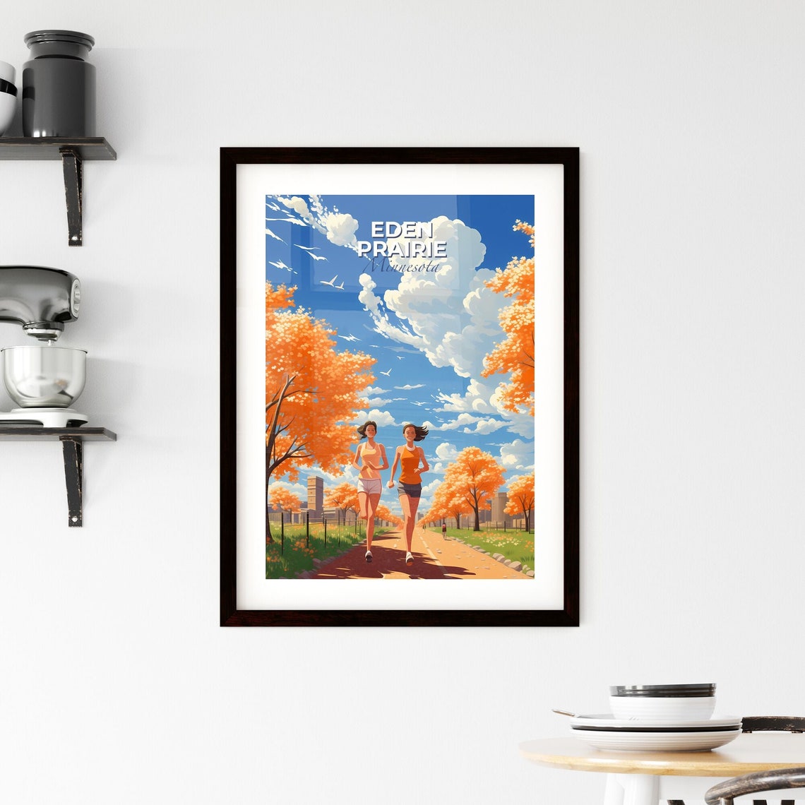 Eden Prairie Minnesota Autumn Joggers Orange Trees Trail Poster - Image 2