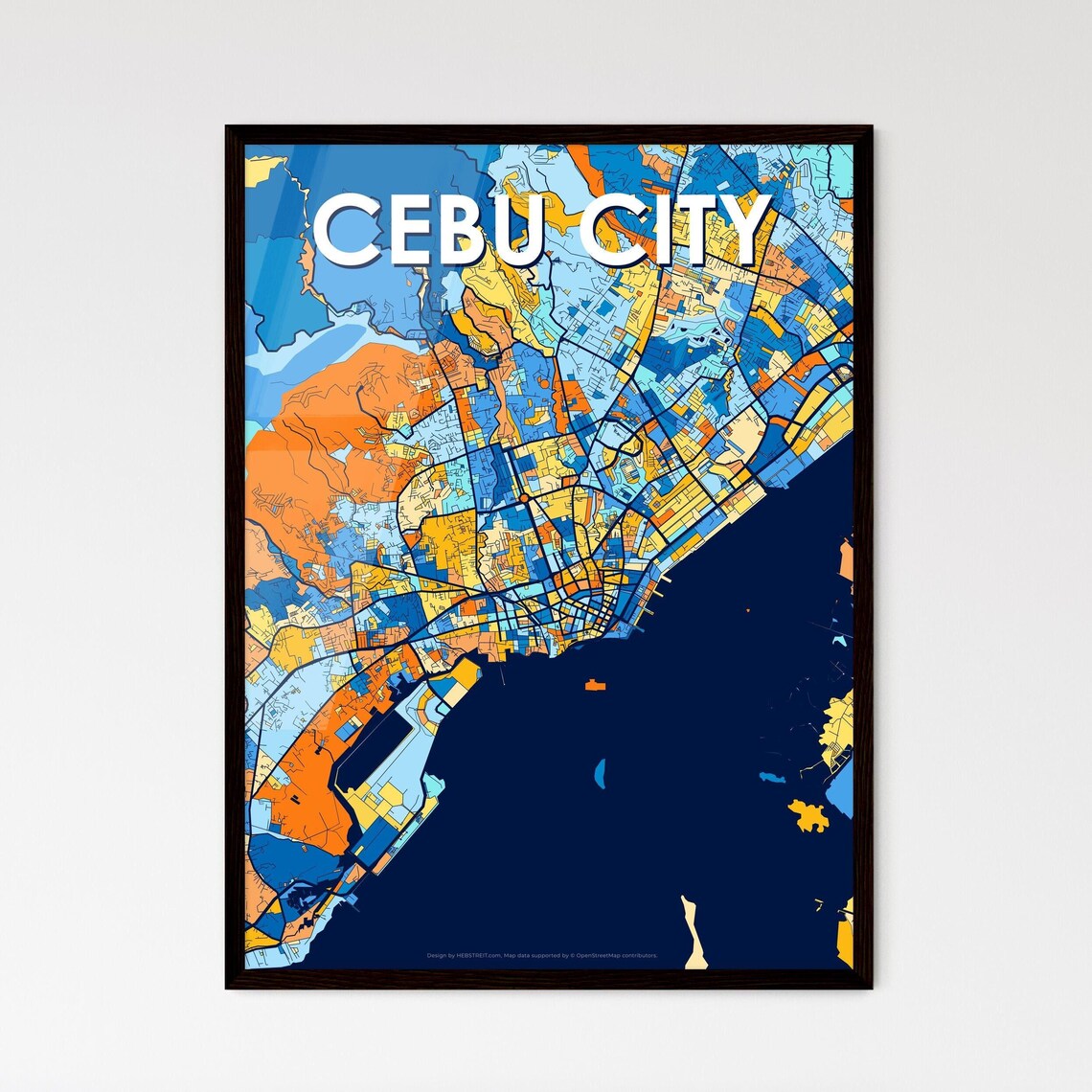 Cebu City Philippines Colorful Modern City Street Map Travel Decor Poster
