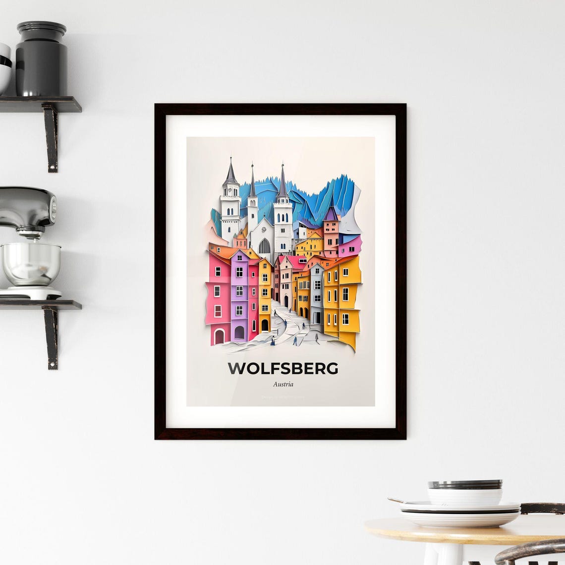 Wolfsberg Austria Alpine Old Town Street Paper Cut Art Poster - Image 2