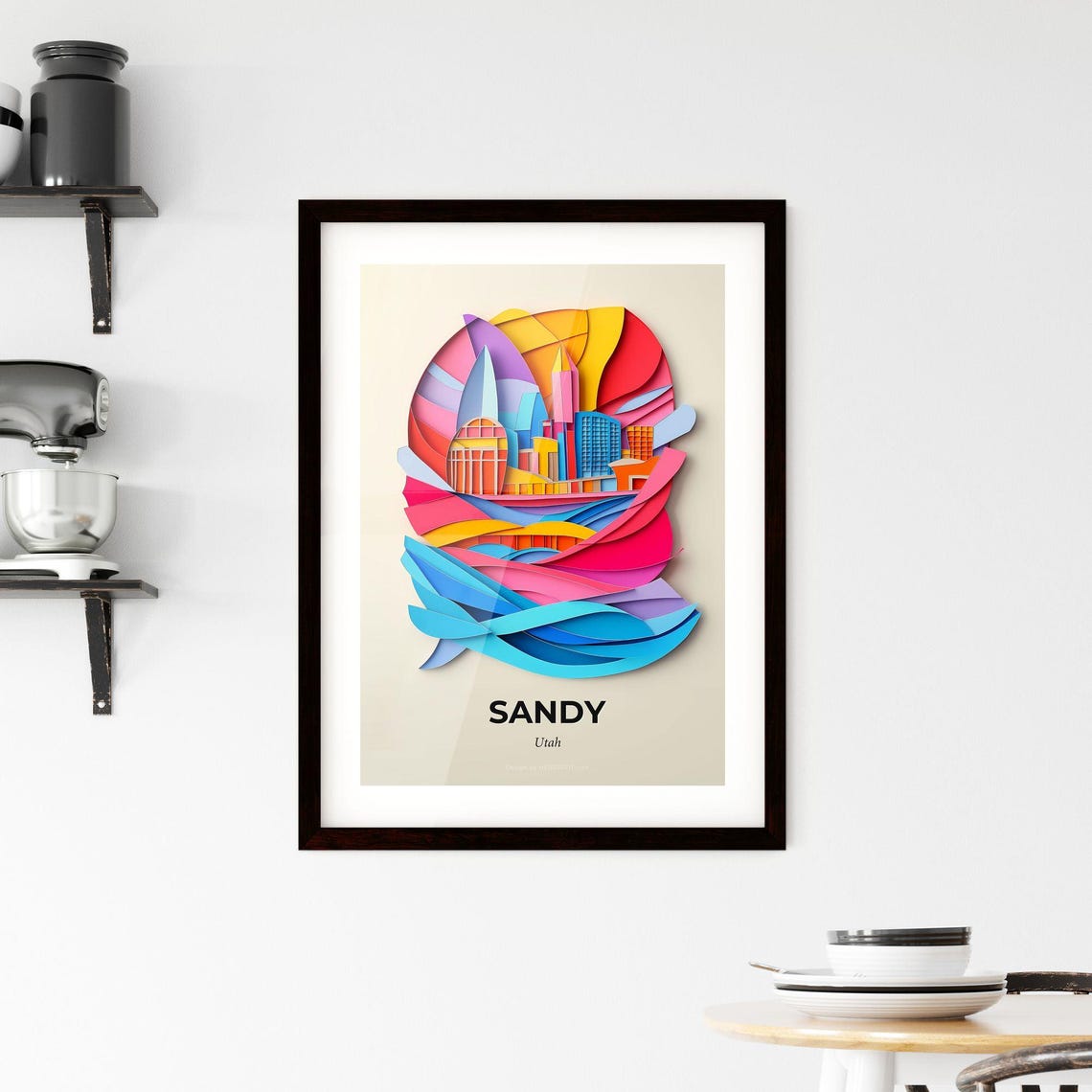 Sandy Utah Skyline Waves Colorful Abstract City Fine Art Poster - Image 2