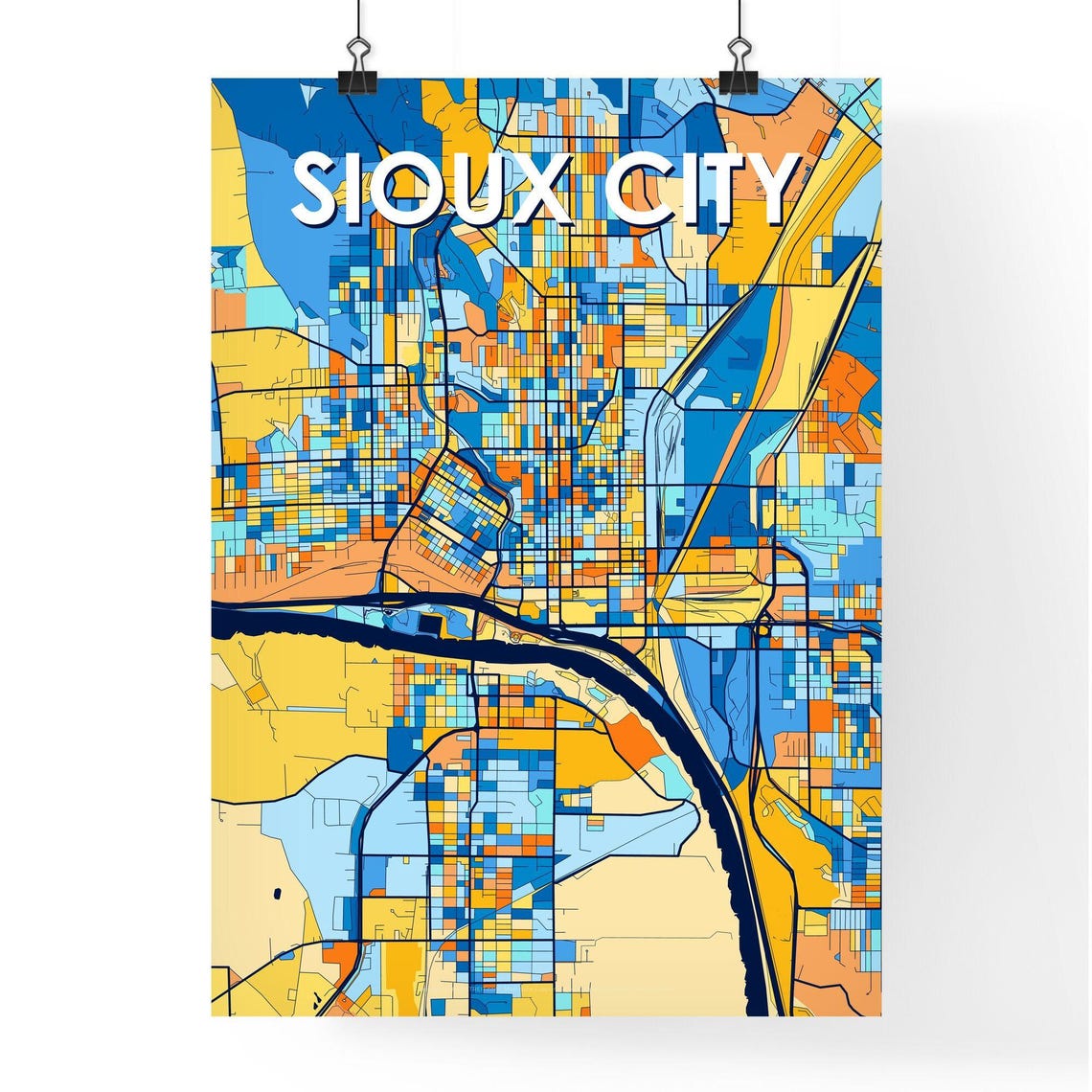 Sioux City Iowa City Map Poster Vibrant Modern Home Wall Decor - Image 4