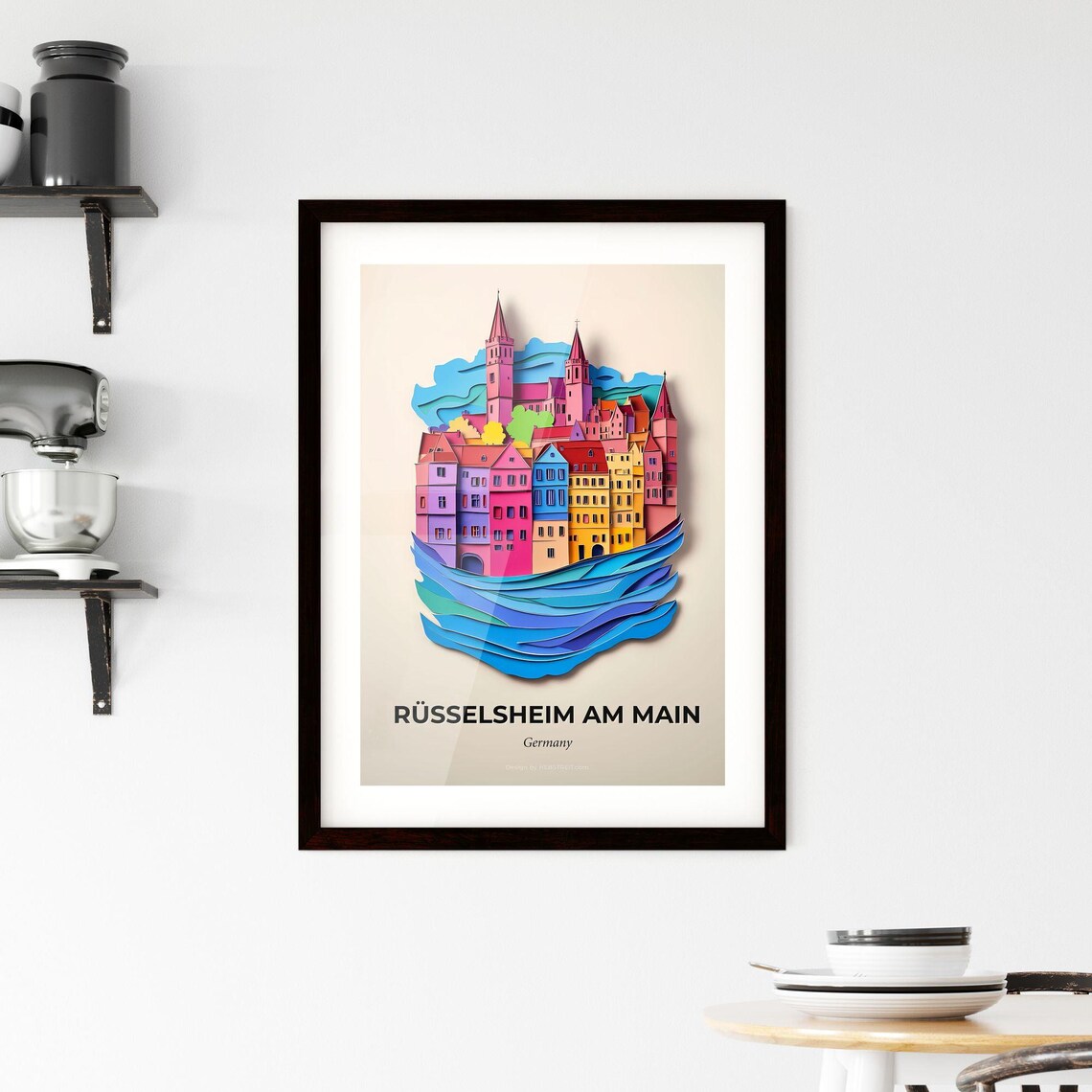Ruesselsheim Am Main Germany Colorful Paper Cut City Travel Poster - Image 2