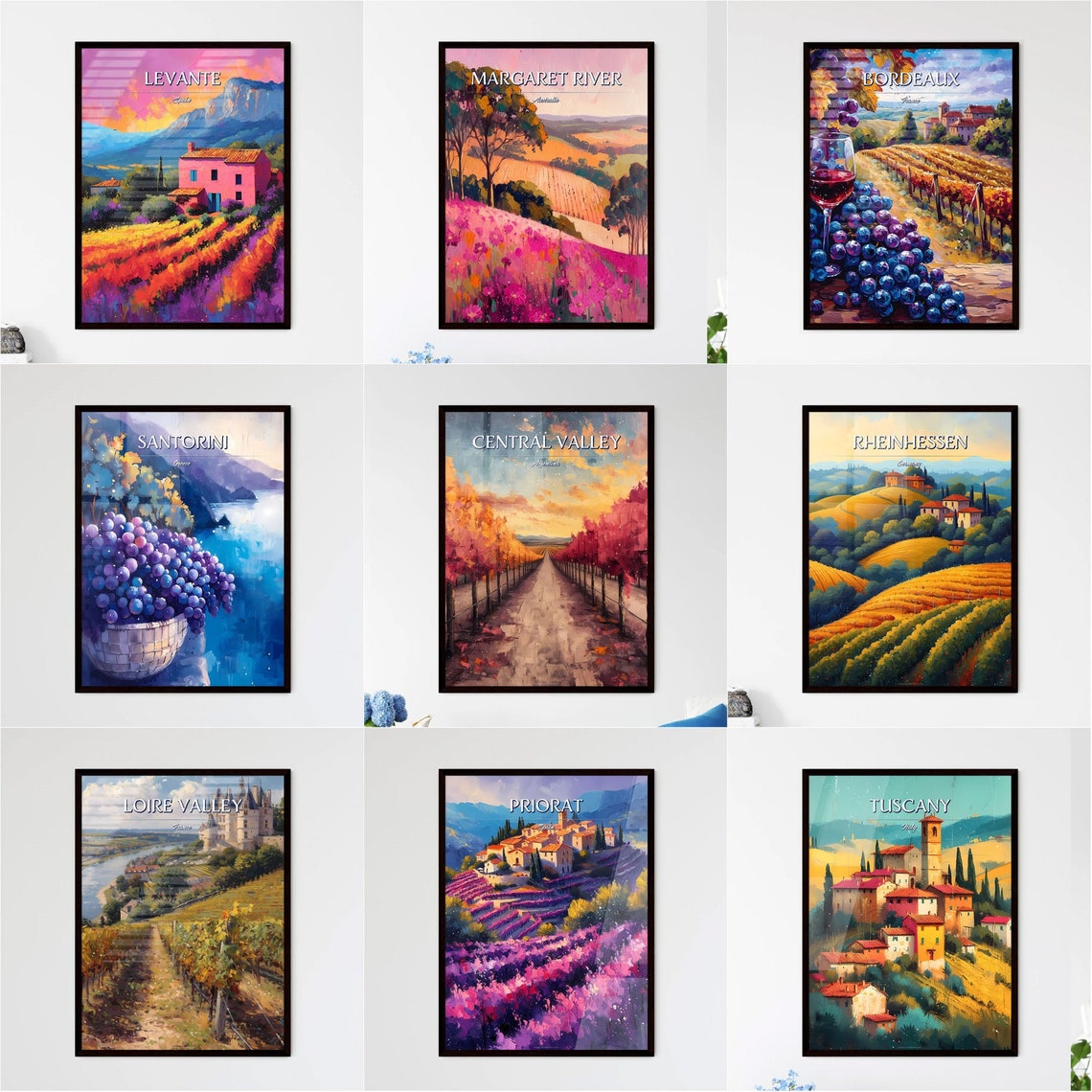 My Vineyard Sunset Harvest Hill Village Tuscan Style Art Poster - Image 2