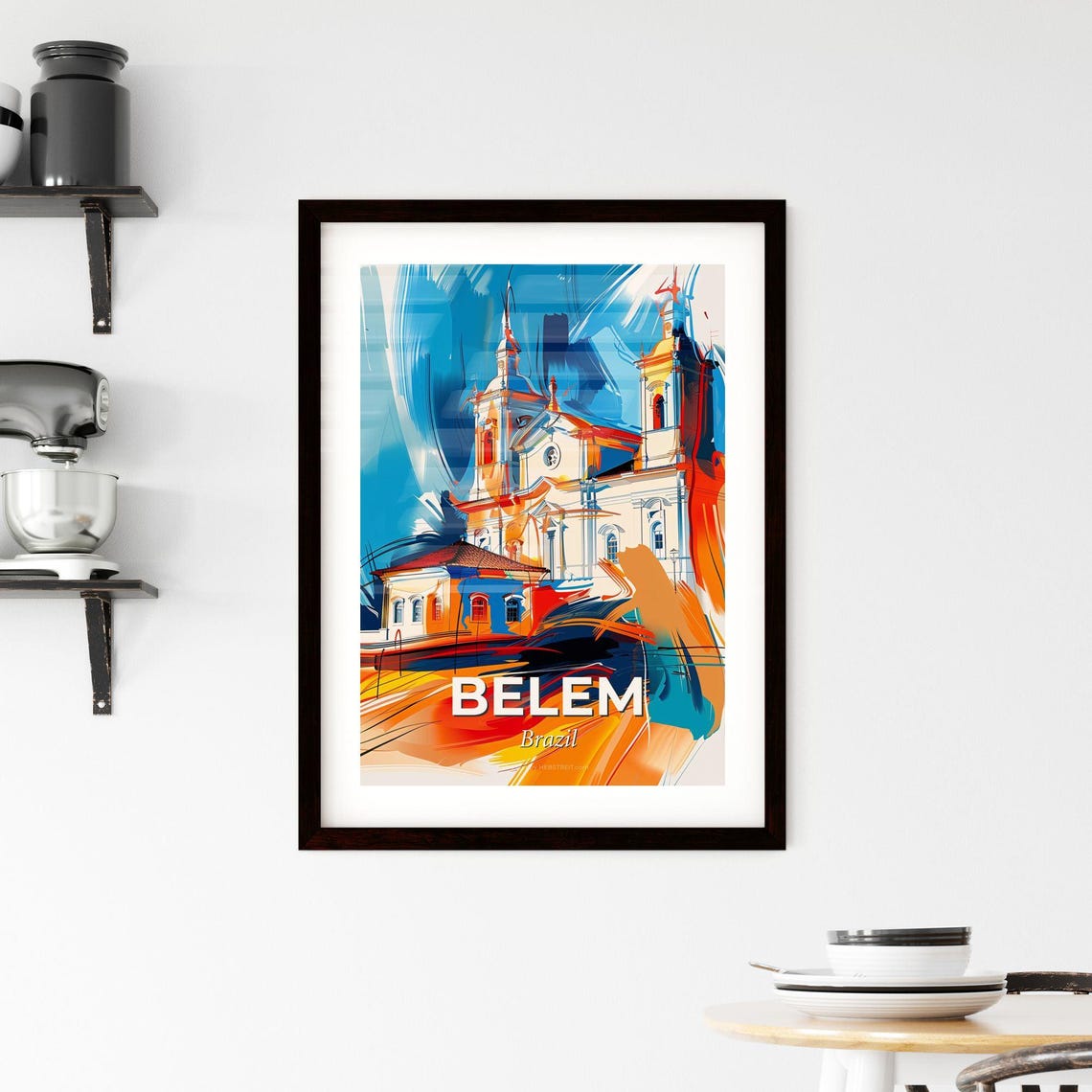 Vibrant Belem Brazil A Painting Of A Building Colorful Cities Paintings Customizable - Image 2