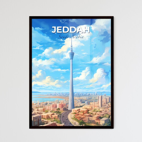 Jeddah Saudi Arabia Iconic Landmark TV Tower Skyline Travel Poster