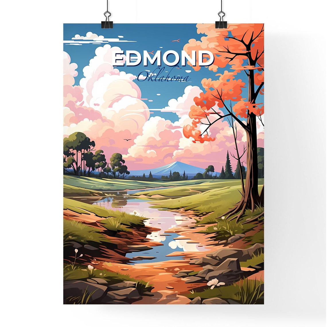 Edmond Oklahoma Spring Stream Meadow Autumn Trees Sky Poster - Image 4