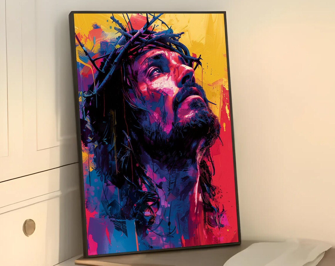 Jesus Christ Abstract Painting, Crown Of Thorns - Image 5