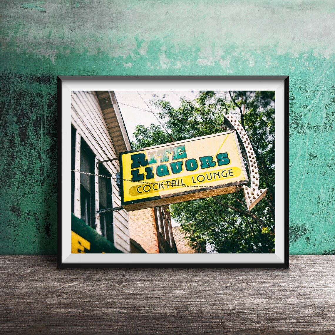 Rite Liquors Cocktail Lounge Vintage Arrow Sign Photography Poster