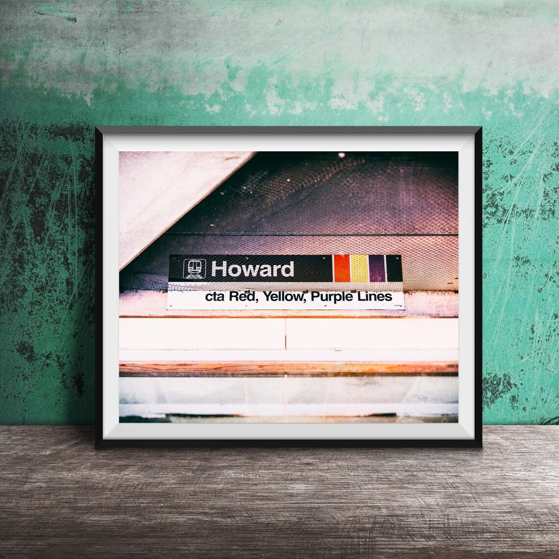 Howard CTA Station Red Yellow Purple Lines Sign Chicago Poster
