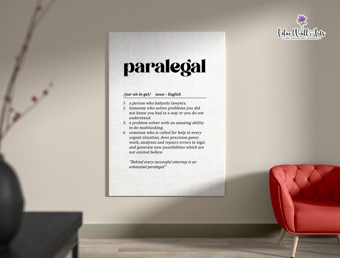 Paralegal Definition Lawyer Gift Wall Art Print - Image 3