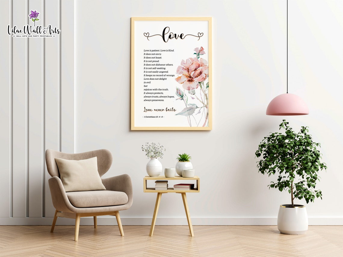 1 Corinthians Love Is Patient Scripture Floral Watercolor Print - Image 4