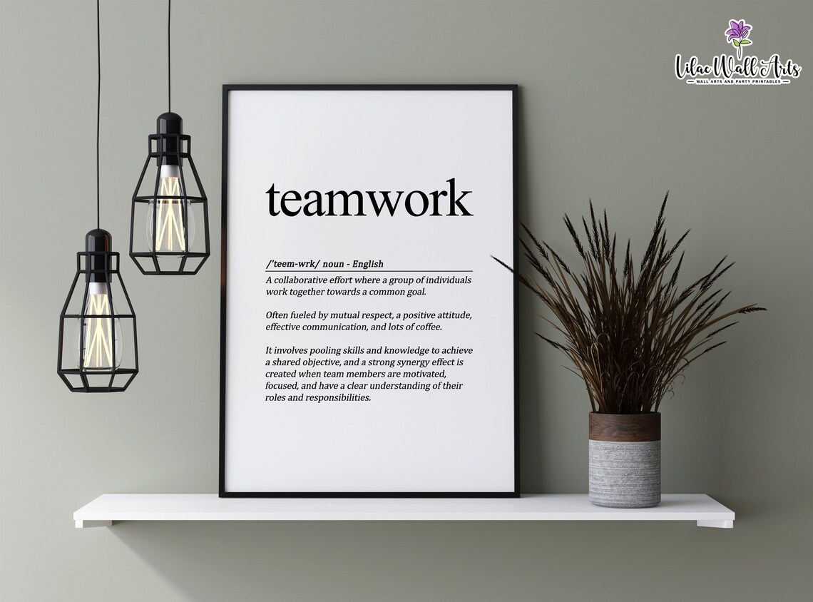 Teamwork Definition Workplace Positivity Art Print - Image 2