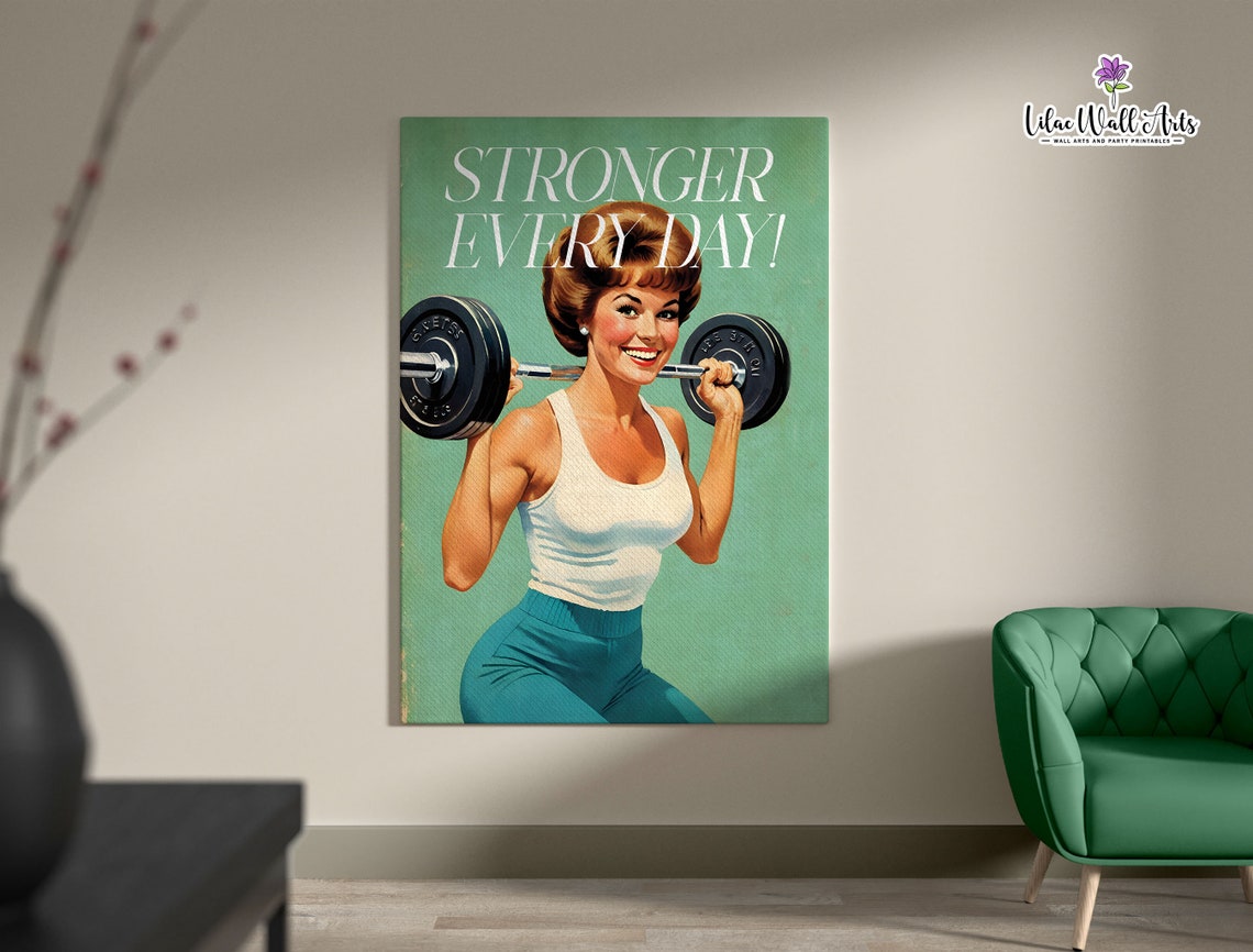 Exercise Poster Gym Wall Art Print Workout Poster Gym Art Print Fitness Poster Gym Sign 1950s Wall Dcor Home Gym Dcor Fitness Print - Image 2