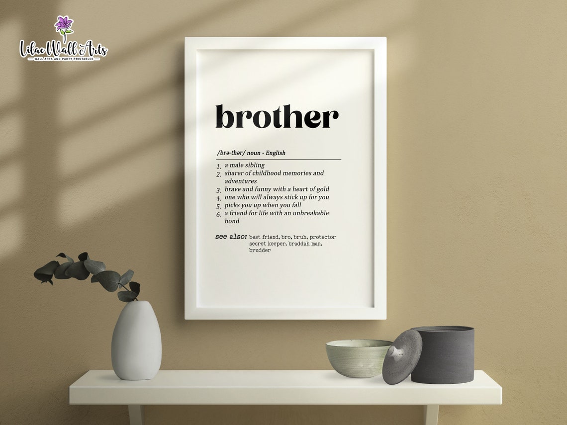Brother Definition Heartfelt Gift for Brothers Typography Wall Art - Image 5