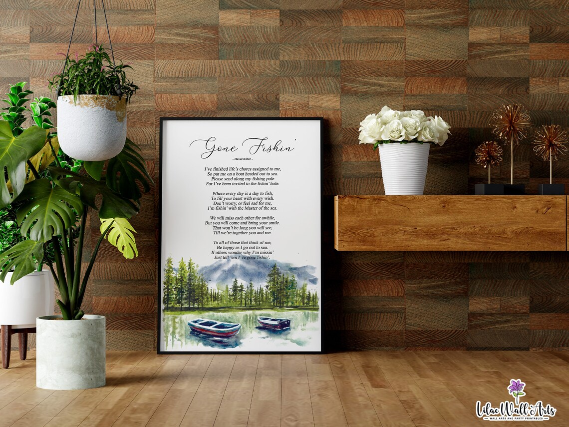 Gone Fishing Poem Memorial Fishing Art Print - Image 3